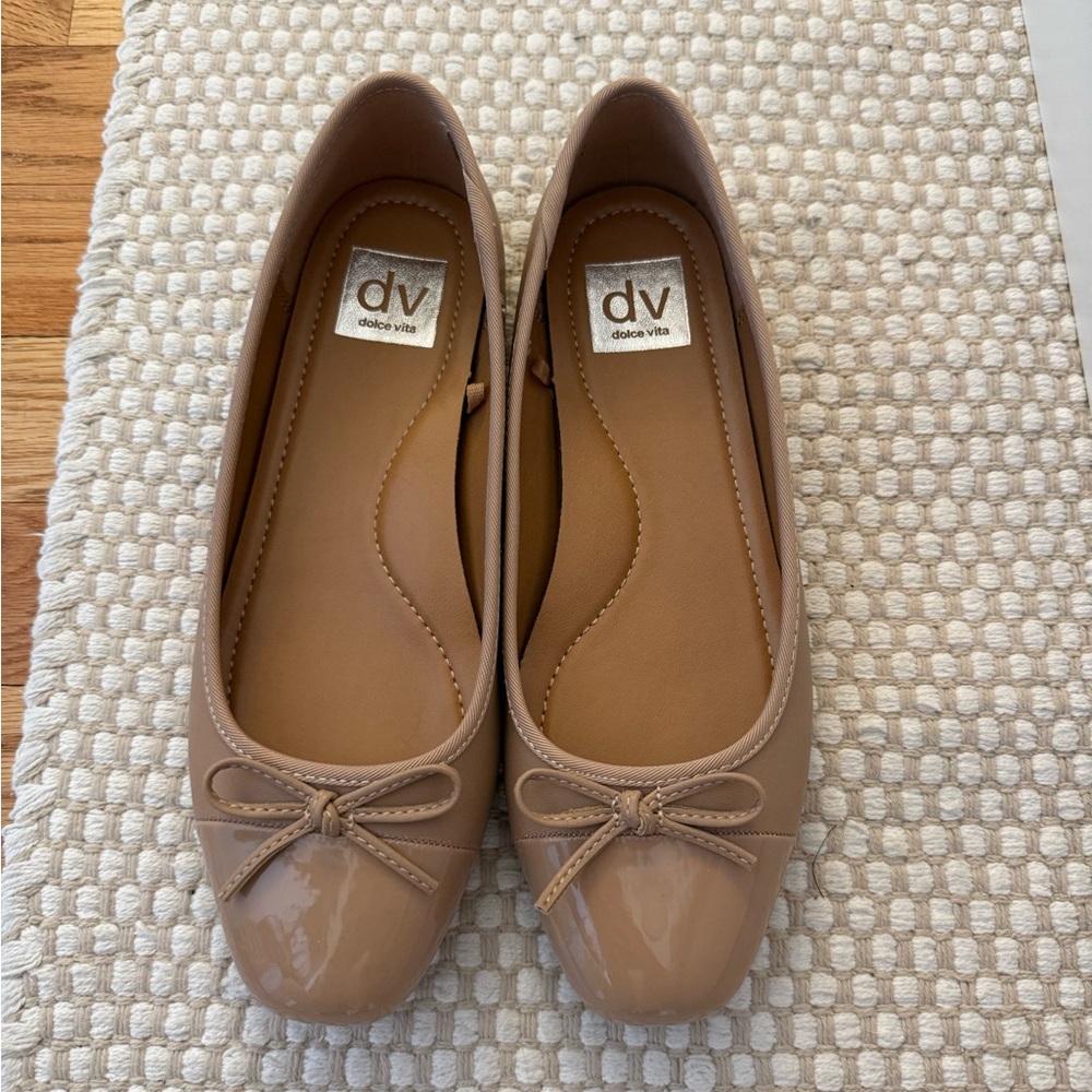 Dolce Vita Taupe Patent Toe Ballet Flats